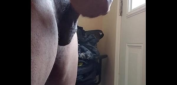  Stroking this little dick in front of the window